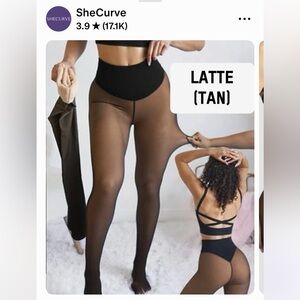 Viral Fleeced Lined One-Seam Shaping Tights - Tan-Latte sz 2xl